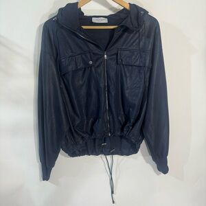 NEW Anthropologie Lola and Sophie Blue Metallic Zip Up Jacket